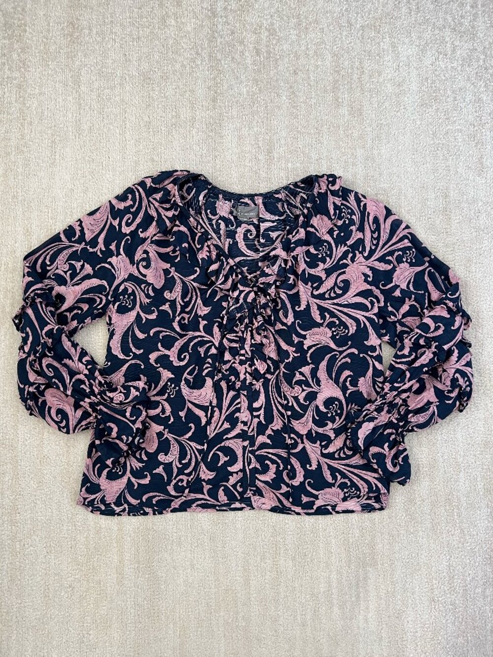 by Anthropologie Colette Ruffle Floral Boho Peasant Blouse Top M